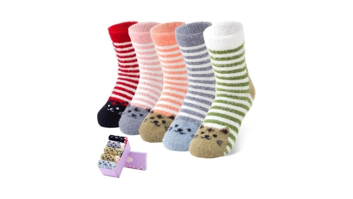 Iceivy 5 Pack Women Thick Soft Warm Fuzzy Socks Winter