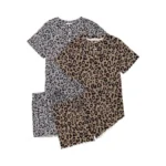 Ekouaer 2 Pack Womens Pajama Sets Short Sleeve Sleepwear Top