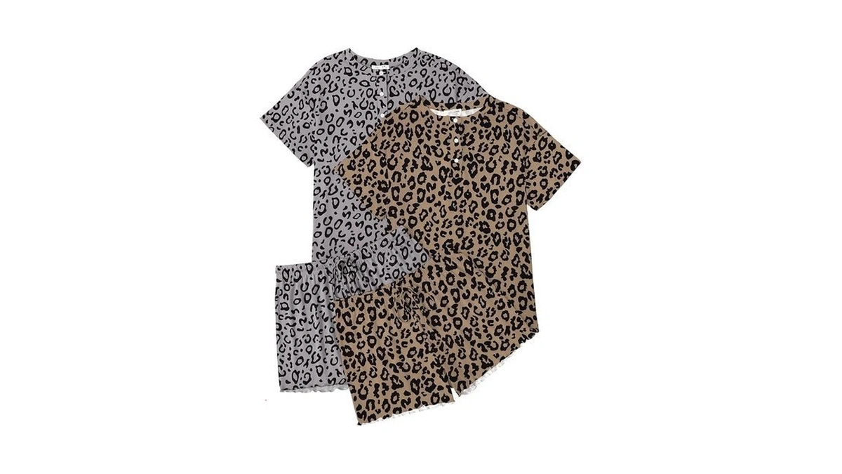 Ekouaer 2 Pack Womens Pajama Sets Short Sleeve Sleepwear Top