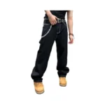 Qgrswbc Men's Baggy Jeans Loose Fit Denim Pants Wide Leg