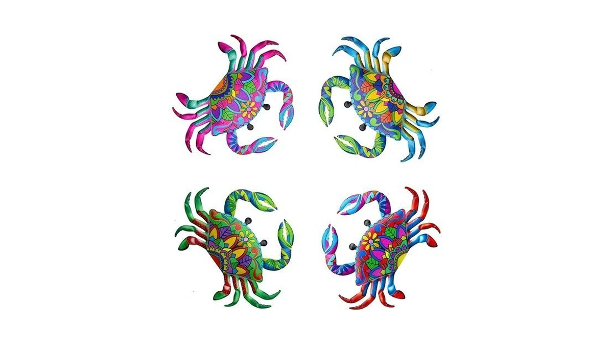 Sobluing 11inch Big Crab Wall Decor Metal Crabs Decorations, Tiki