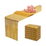Aorokugatsu 12x108 Inch Gold Sequin Table Runner Sparkly Glitter Table