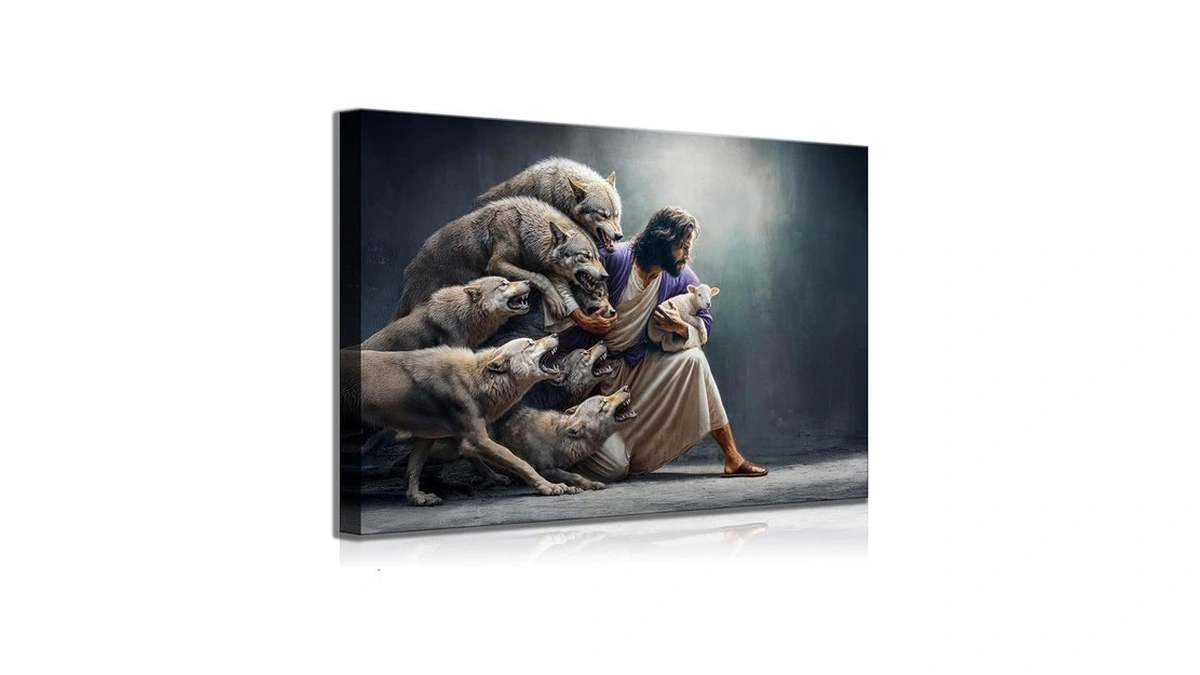 Jesus And Sheep Canvas Wall Art Christian Jesus Saves And
