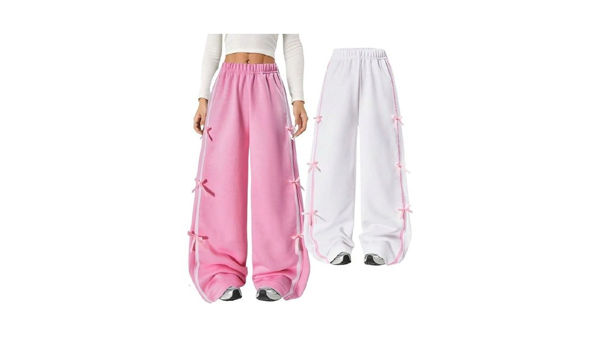 Soly Hux Girl's Bow Baggy Sweatpants 2 Packs Elastic Waist