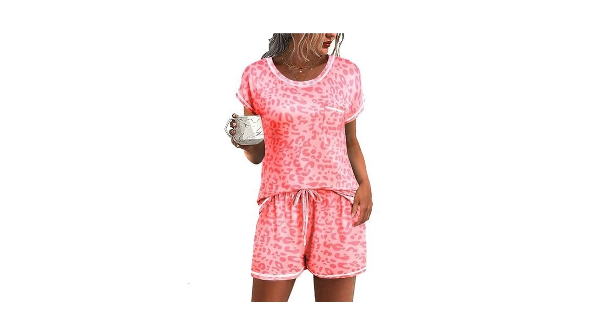 Ekouaer Womens Pajama Sets 2 Piece Soft Short Sleeve Top
