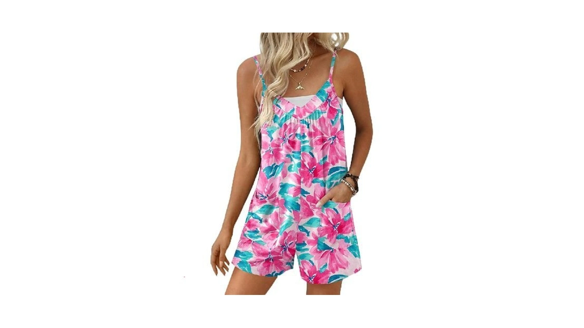 Ekouaer Womens Summer Casual Sleeveless Rompers 2026 Floral Loose Shorts