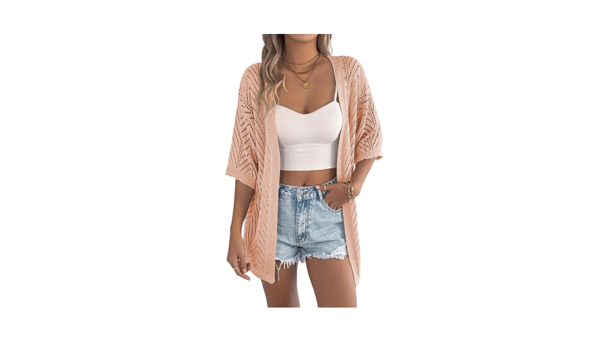 Evaless Womens Cardigan Sweaters Summer Trendy Lightweight Crochet Knit Hollow
