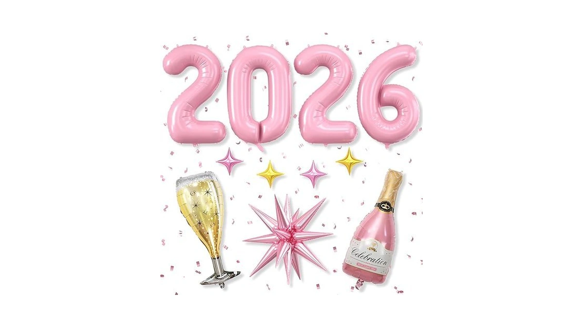 Pink 2026 Balloons, 40 Inch Number 2026 Pink Foil Balloons,