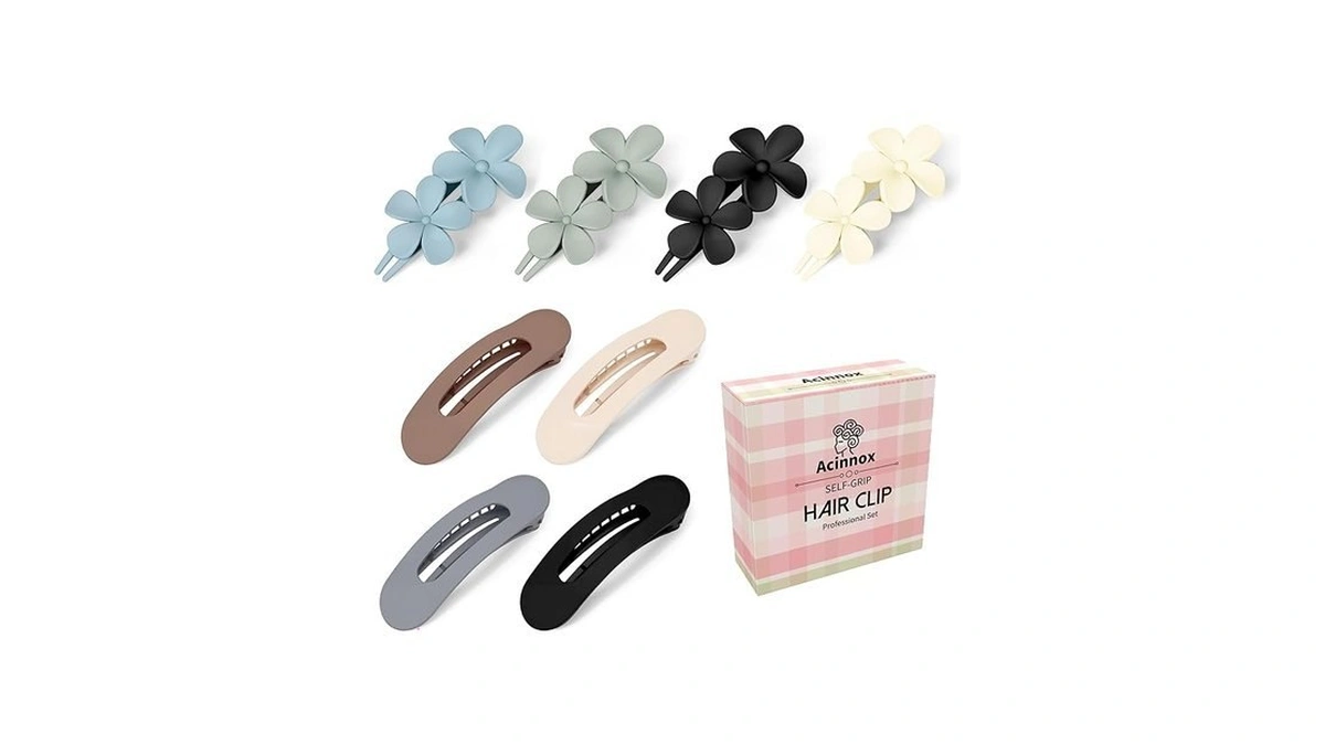 8 Pcs Flat Hair Clips, 2 Styles Flat Claw Clips
