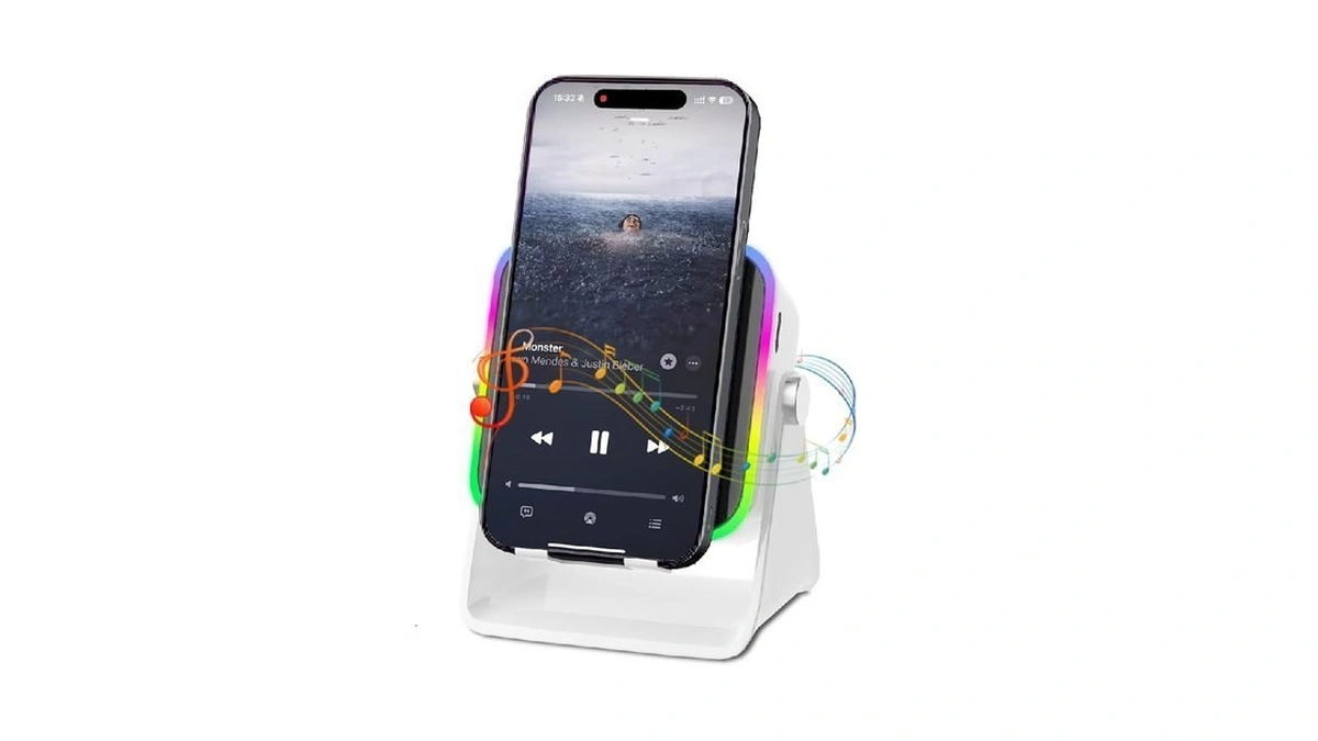 Wireless Induction Speaker 5-in-1 Bluetooth Speaker With Phone Holder, Surround