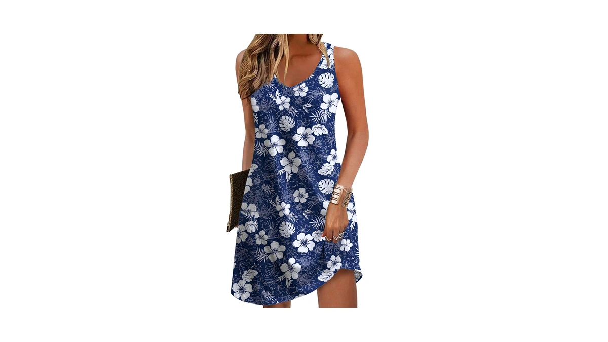 Zeagoo Sleeveless Dress For Women V Neck Tank Dresses Floral