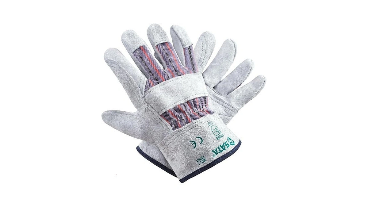 Sata Leather Work Gloves With Heavy Duty Cowhide Palm, Breathable