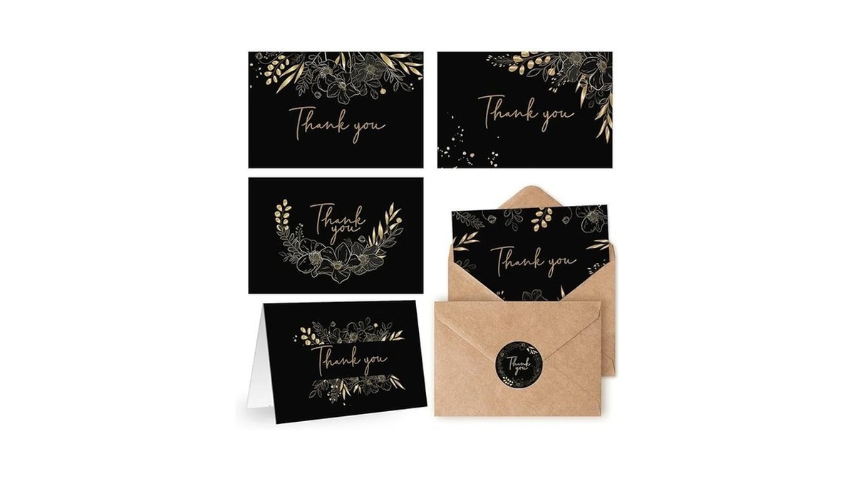Oaken Leaford 108 Pack Pre-folded Floral Thank You Cards With