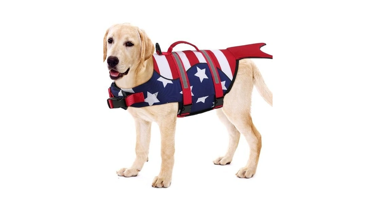 Emust Dog Life Vest For Swimming, Ripstop Medium Dog Safety