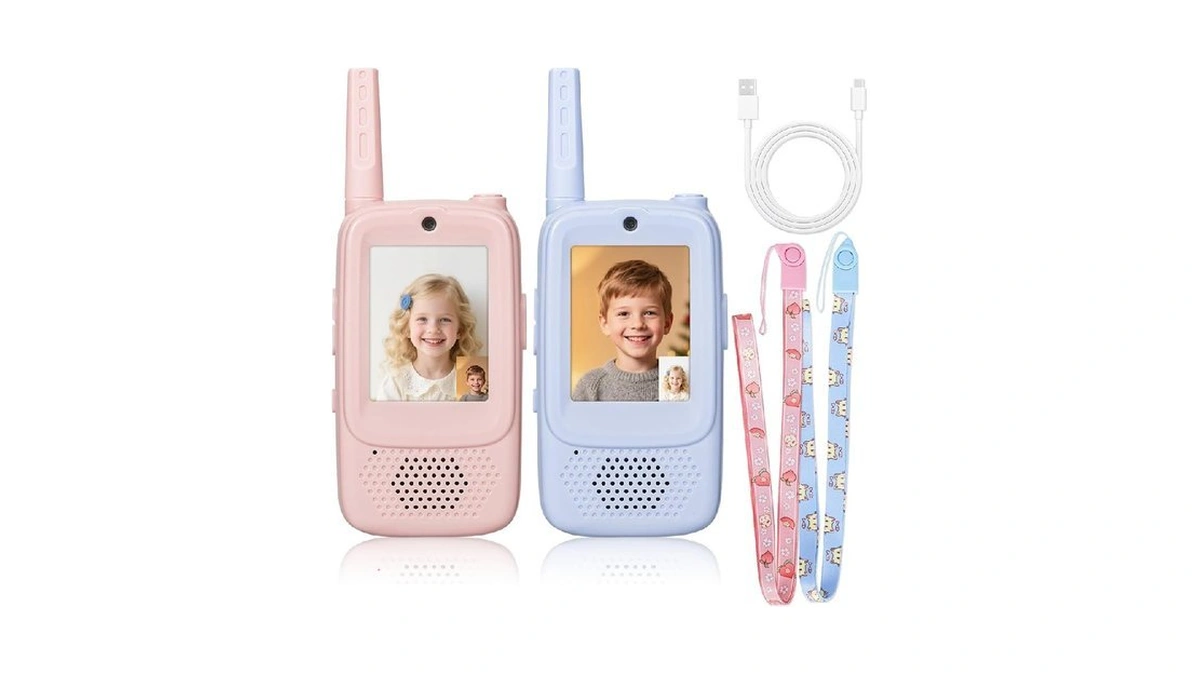Video Walkie Talkies For Kids, 2 Pack Rechargeable 6-in-1 Video