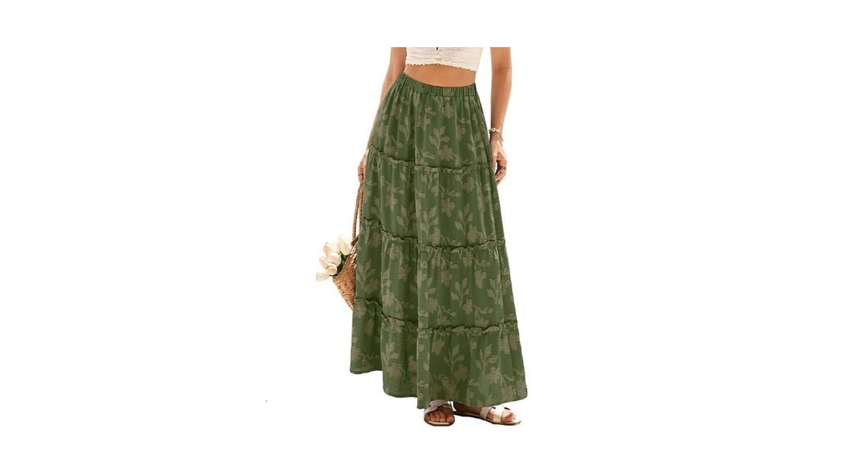Simplee Womens Boho Floral Maxi Skirts A Line High Waisted