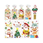 100 Pcs Christmas Treat Bags - Cute Merry Christmas Cellophane