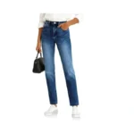 Cicy Bell Womens Straight Leg Jeans High Waisted Mid Rise