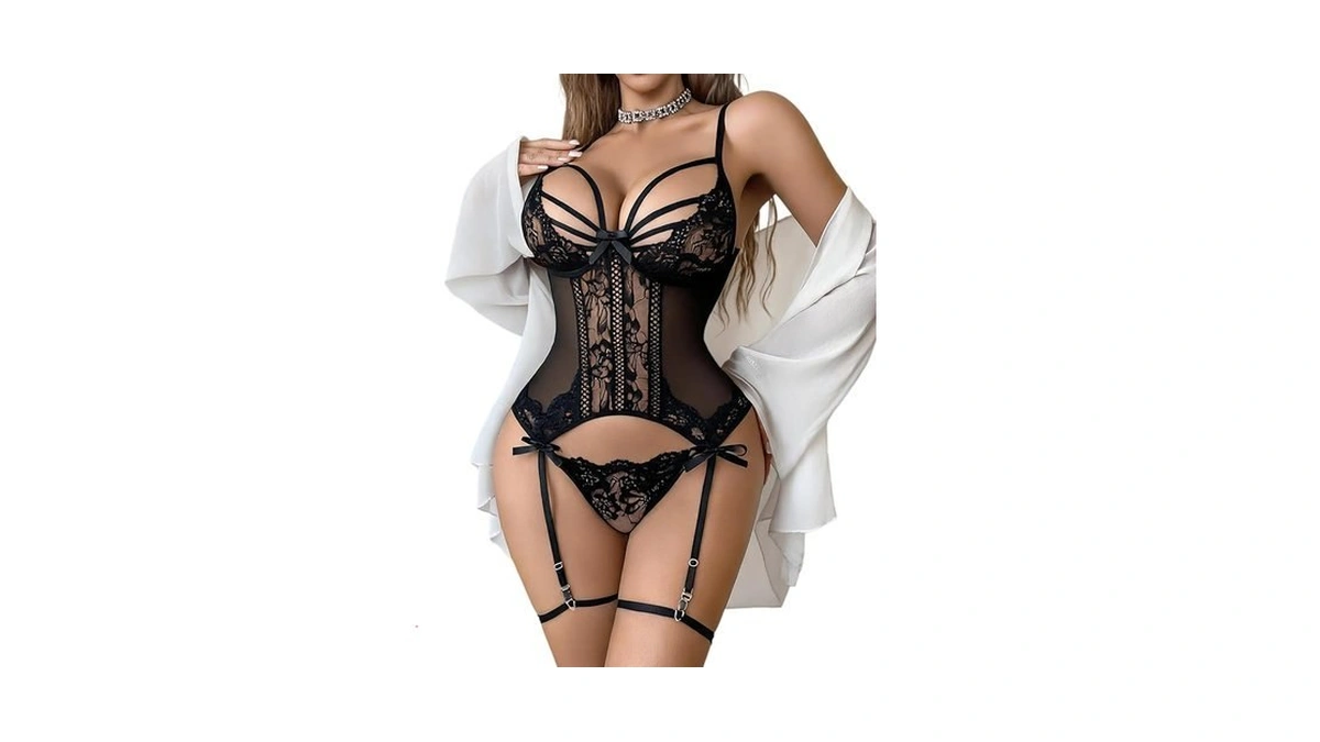 Avidlove Sexy Underwire Garter Lingerie Set For Women Lace Strappy