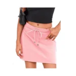 Fisoew Women's Casual Mini Skirt Drawstring Summer High Waist Bodycon