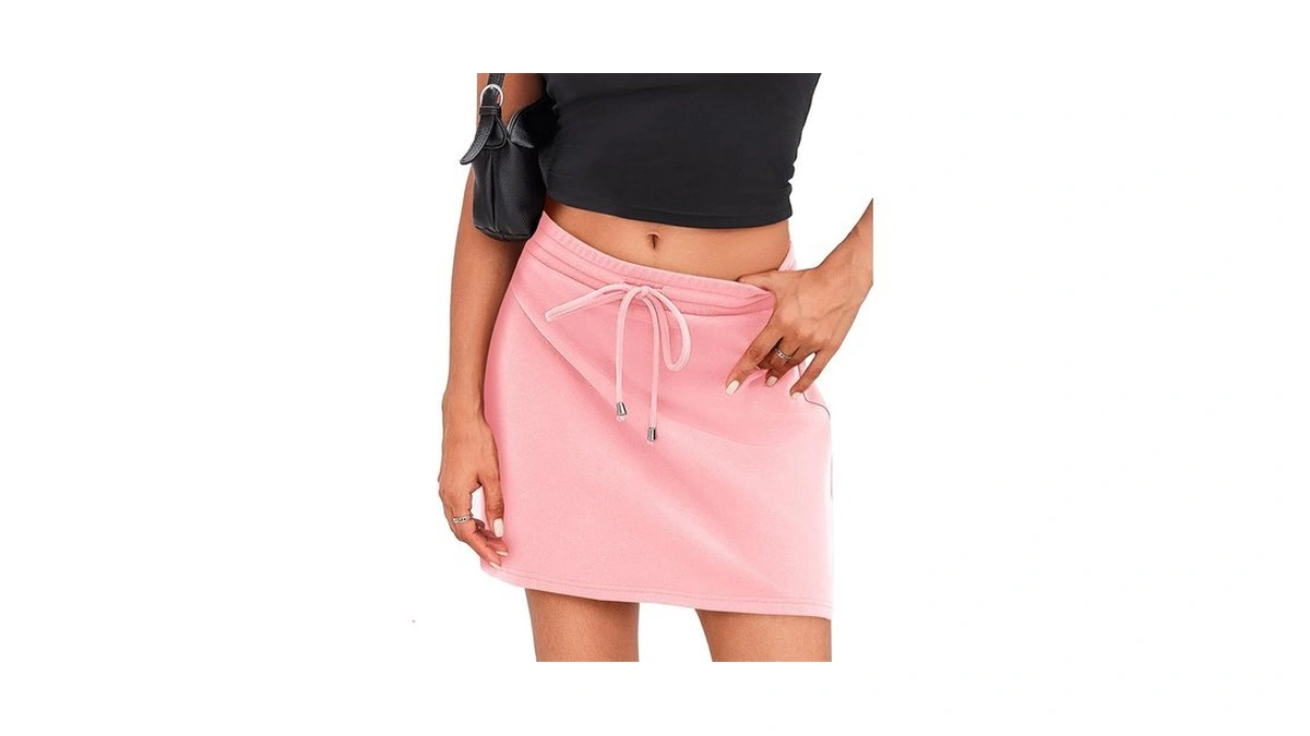 Fisoew Women's Casual Mini Skirt Drawstring Summer High Waist Bodycon