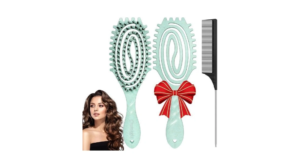 Oumigiz Curl Defining Brush, Boar Bristle Detangling Hair Brush For