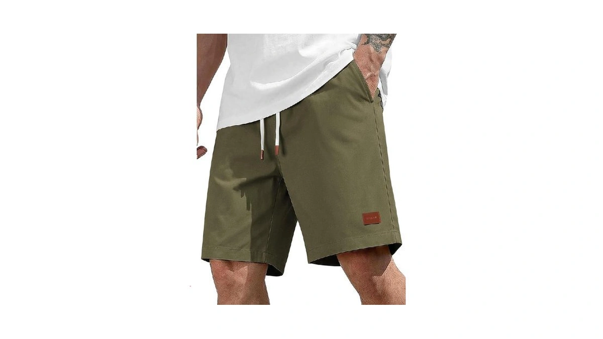 Coofandy Men's Cotton Shorts Casual Summer Beach Shorts Lightweight Stretch