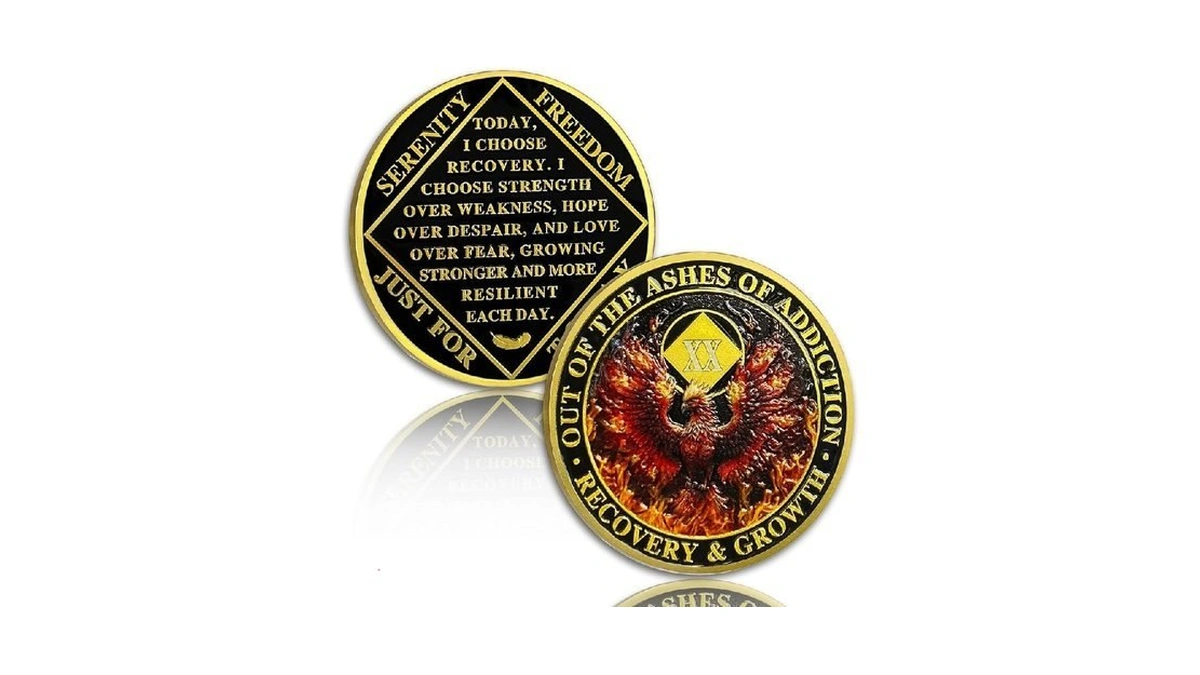 Yrckudzkg Phoenix 20 Year Sobriety Coin Flame Twenty Year Sobriety