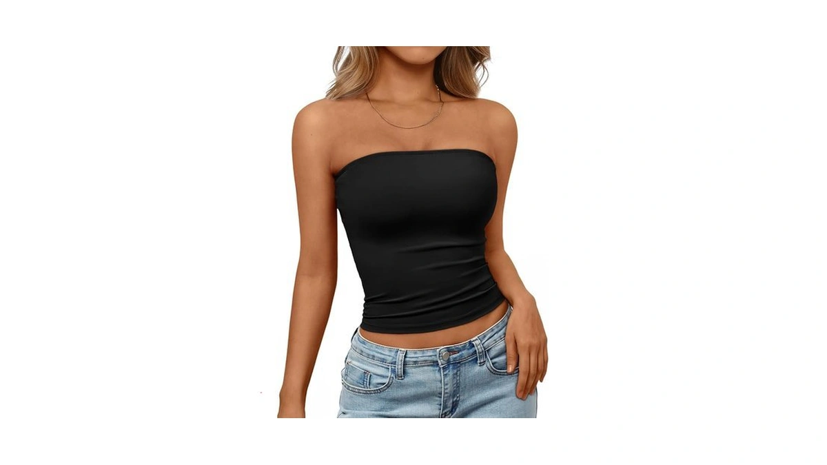 Trendy Queen Womens Strapless Tube Tops Basic Backless Sleeveless Bandeau