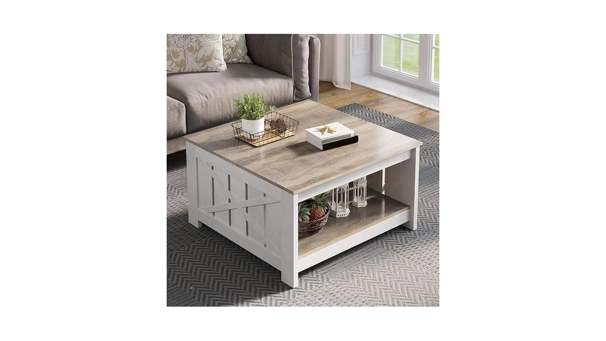 Yitahome Coffee Table Farmhouse Coffee Table With Storage Rustic Wood