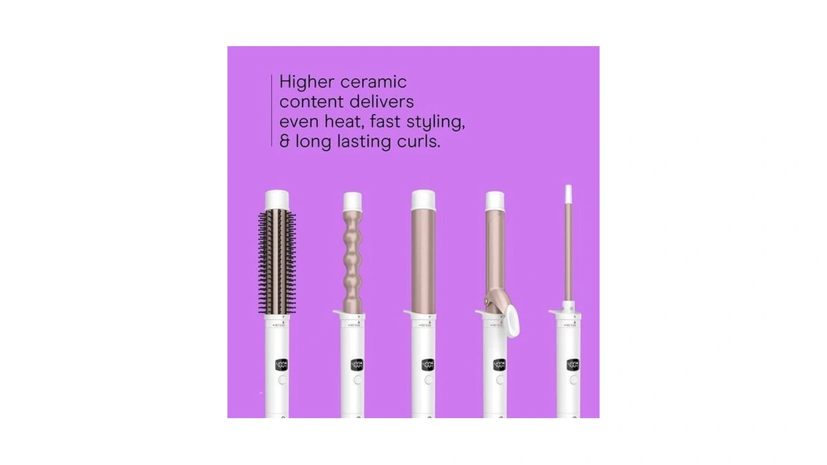 Conair Double Ceramic Multi-attachment Hair Styler, 5-in-1 Hair Curling Wand