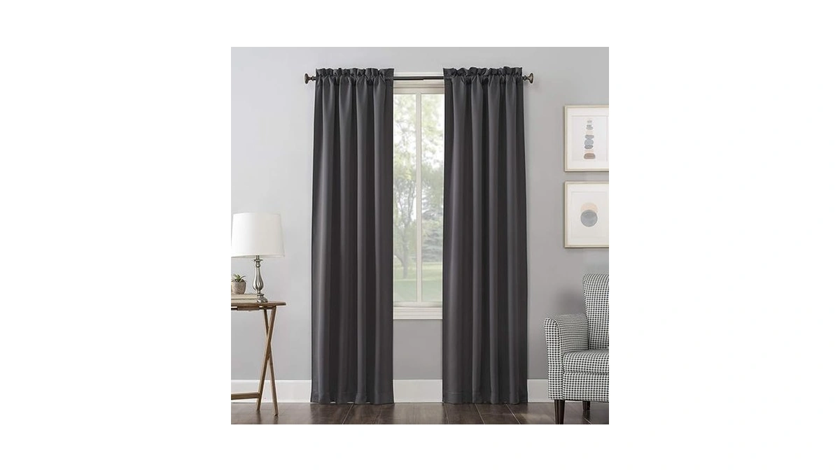 Sun Zero Easton Energy Saving Blackout Rod Pocket Curtain Panel,