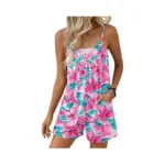Ekouaer Womens Summer Casual Sleeveless Rompers 2026 Floral Loose Shorts