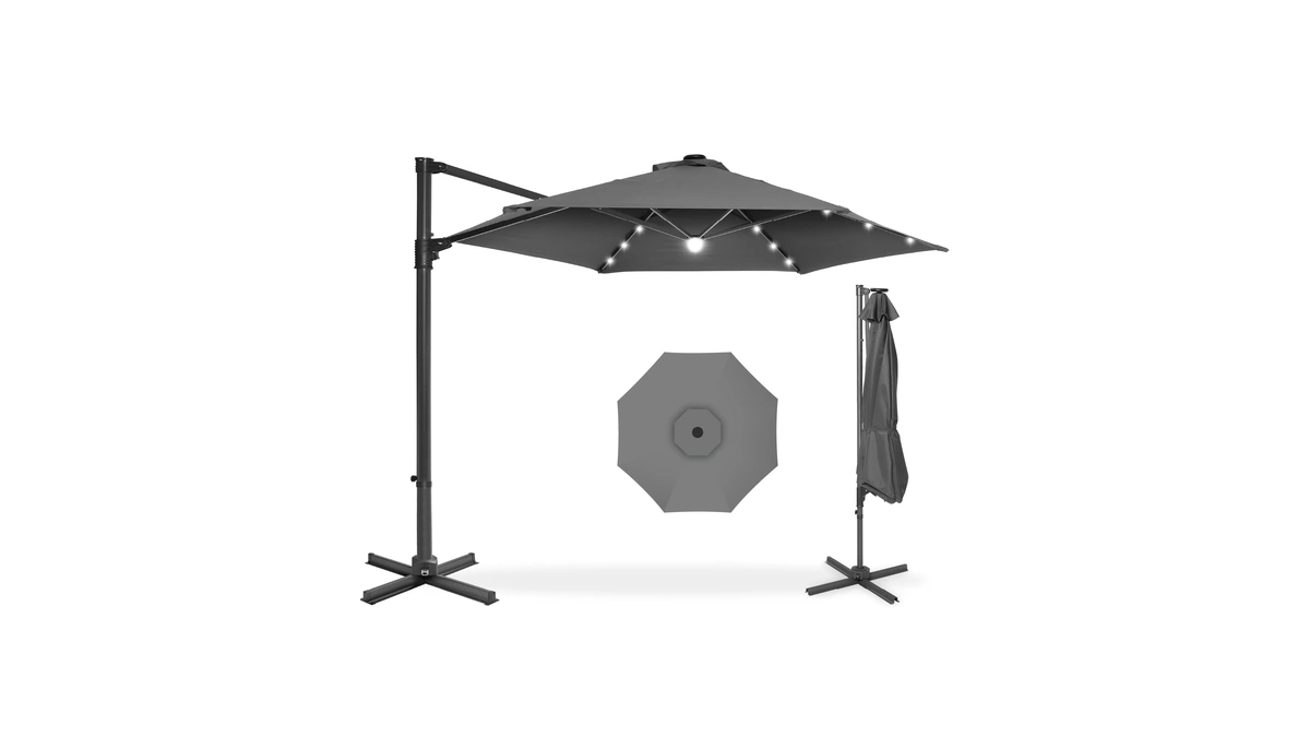 Best Choice Products 10ft Solar Led Offset Cantilever Hanging Market