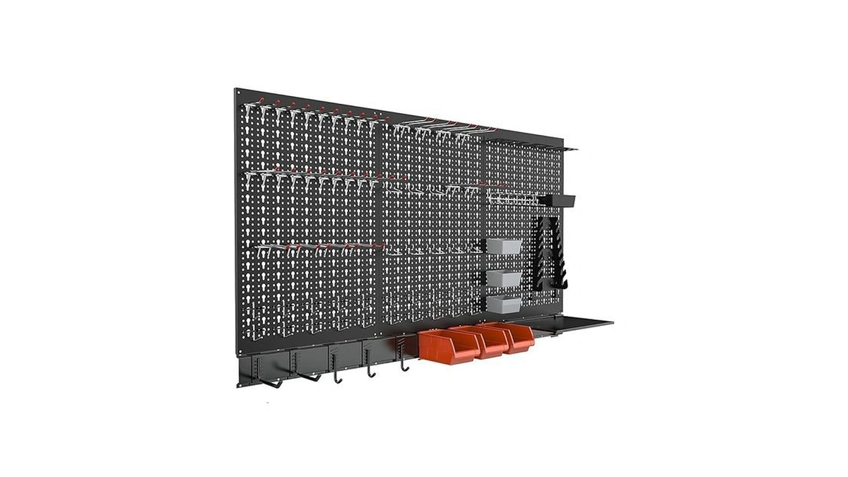 Torack Metal Pegboard Wall Organizer System For Garage, 109 Pcs