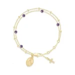 Virgin Mary Cross Bracelet For Women - 14k Gold-plated Double-layer