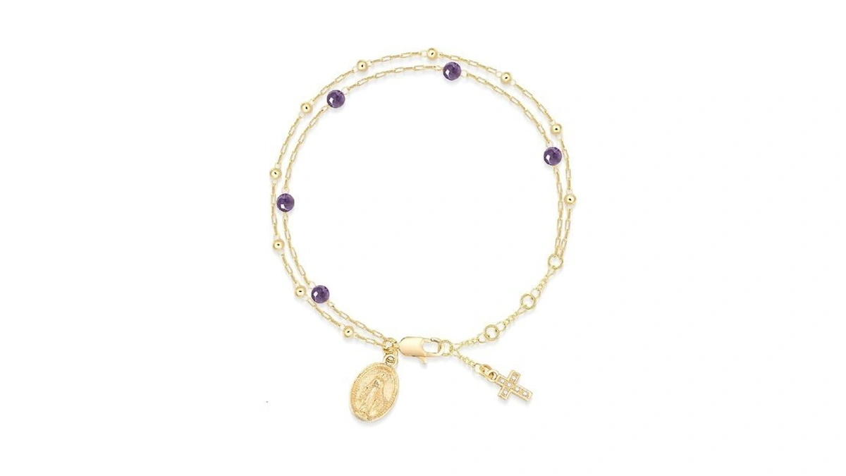 Virgin Mary Cross Bracelet For Women - 14k Gold-plated Double-layer