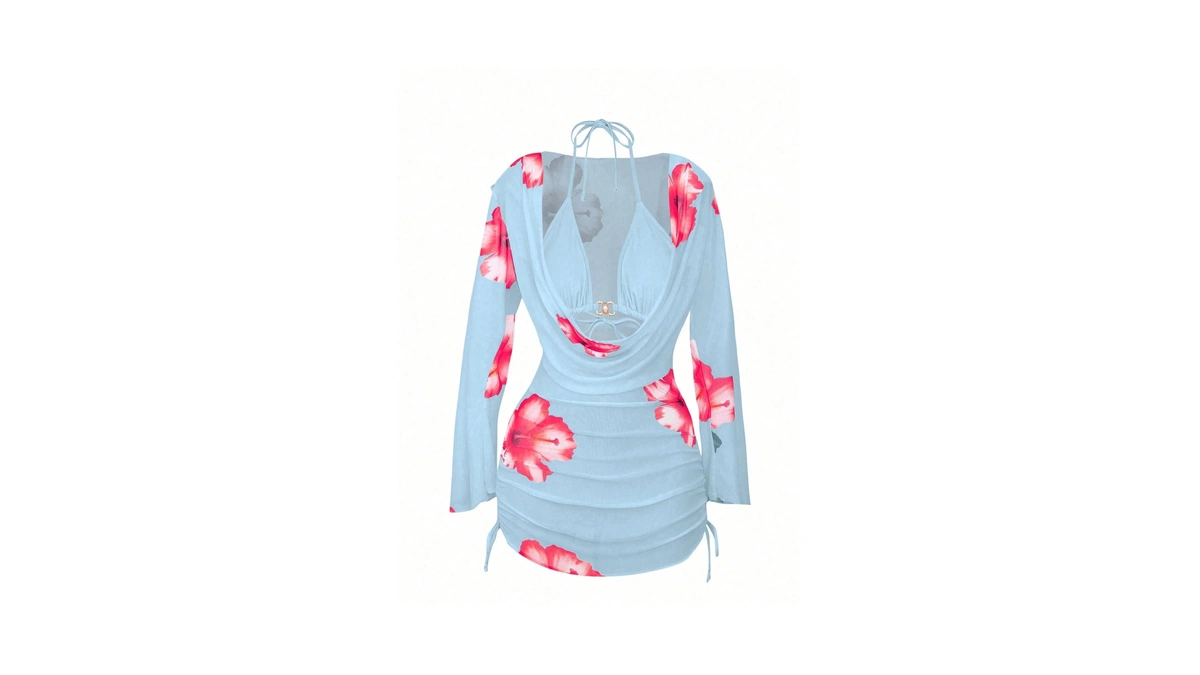 Zaful Womens Swimsuit Cover Up Dress Off Shoulder Hollow Coverup