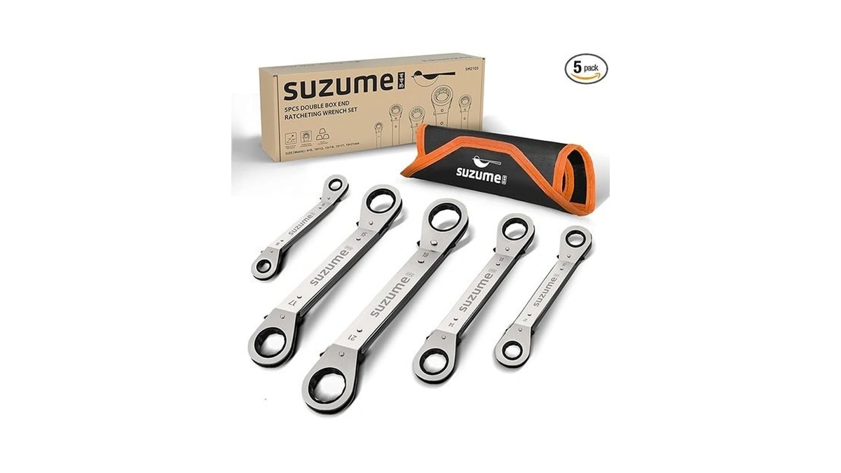 Suzume 5-piece Double Reversible Offset Ratcheting Wrench Set Metric (6-21mm)