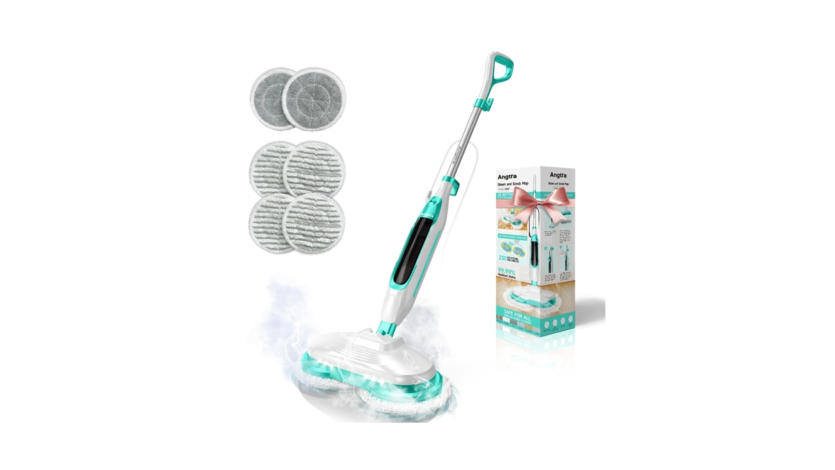 Angtra Scrubbing Steam Mop With Rotating Mop Pads, All-in-one Hard