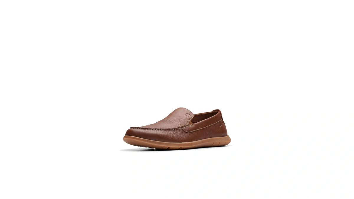 Clarks Collection Men's Flexway Step Moccasin, Light Brown Leather, 8