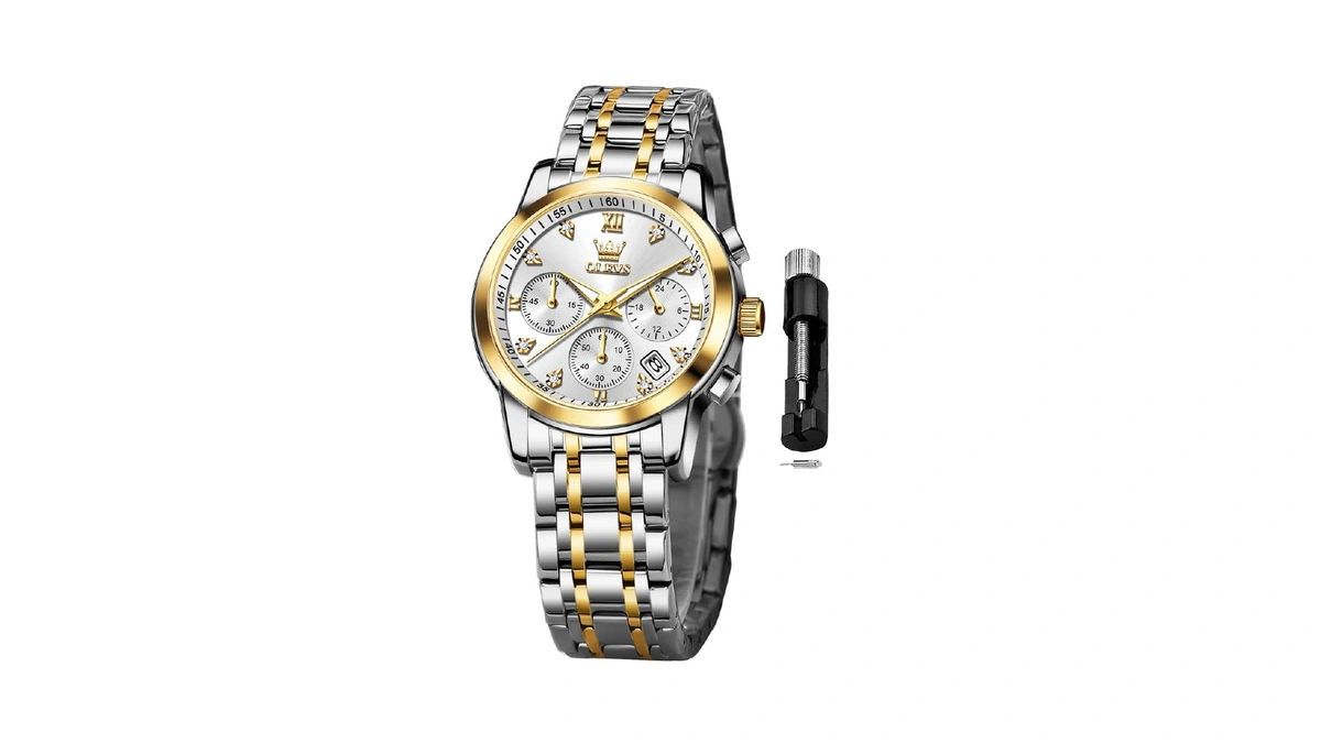 Olevs Silver Watch For Women Fashion Diamond Business Dress Ladies