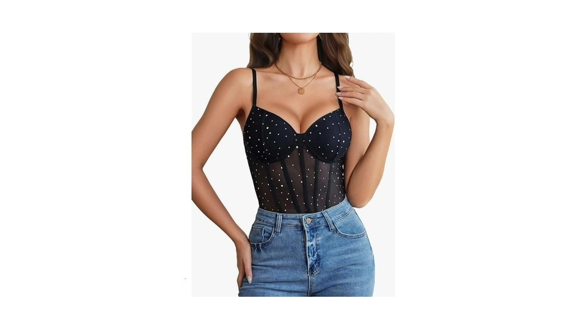Avidlove Black Bodysuit Sheer Thong Body Suits Mesh One Piece