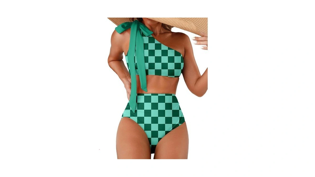 Herseas Women's One Shoulder Bikini Sets High Rise Two Piece