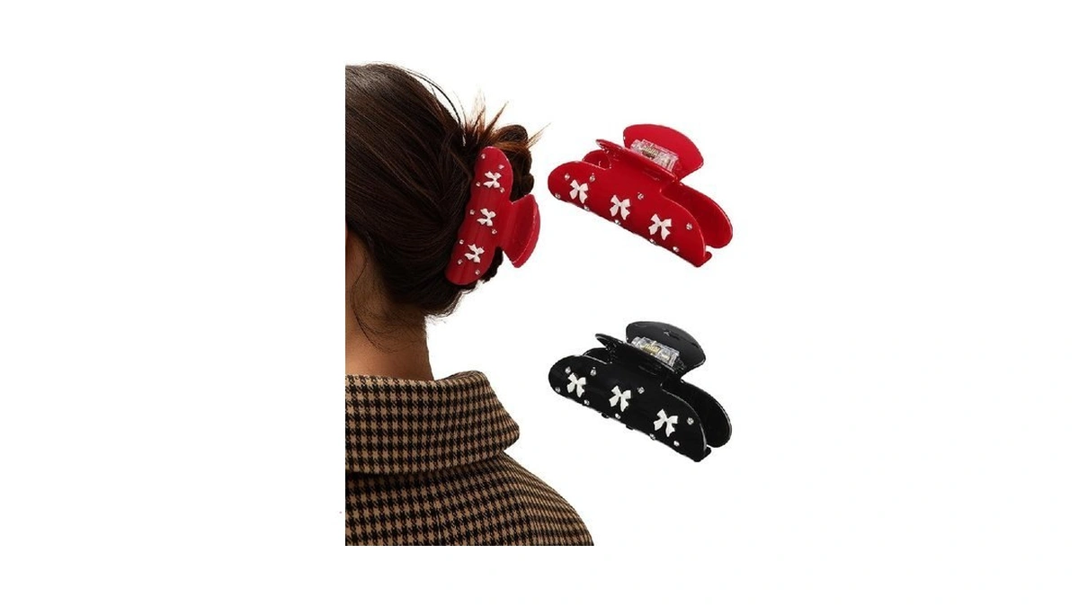 Ufgin 2 Pcs Acrylic Hair Claw Clips For Women Bow