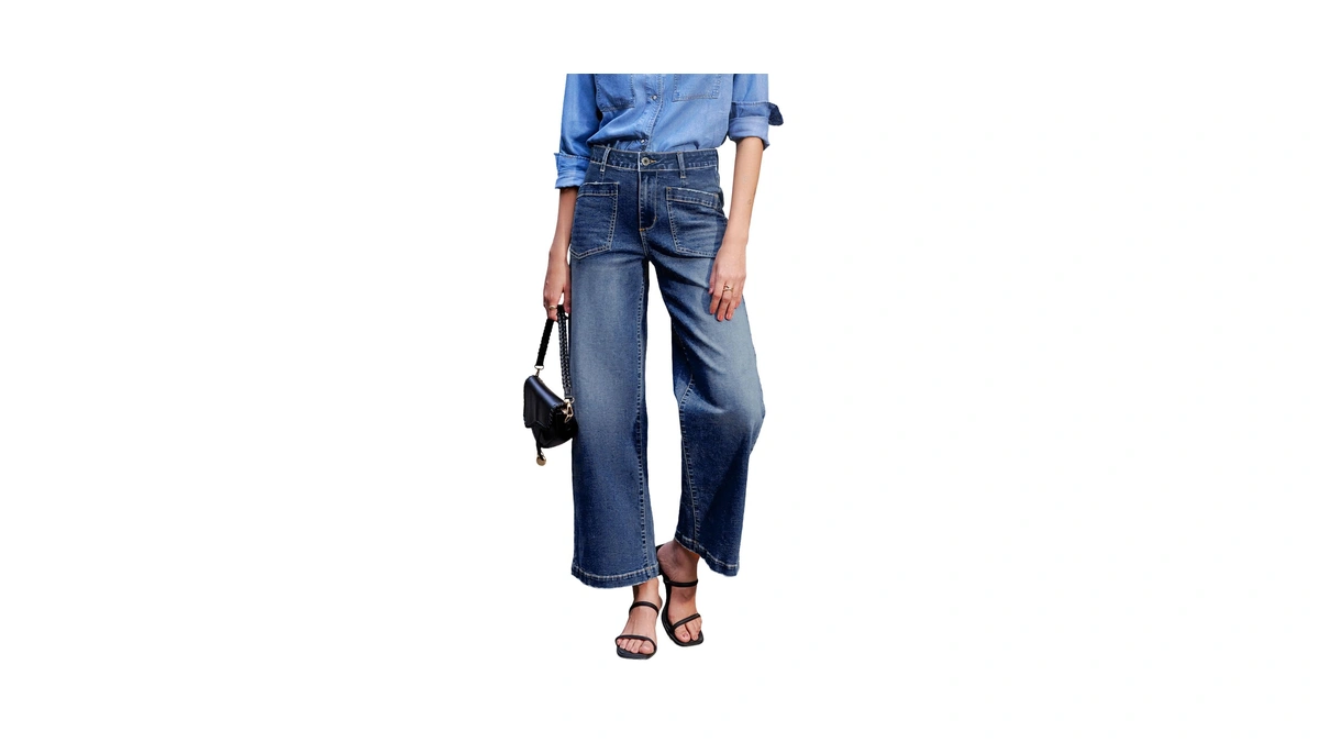 Sidefeel Womens Jeans High Waisted Stretchy Wide Leg Jeans Trendy