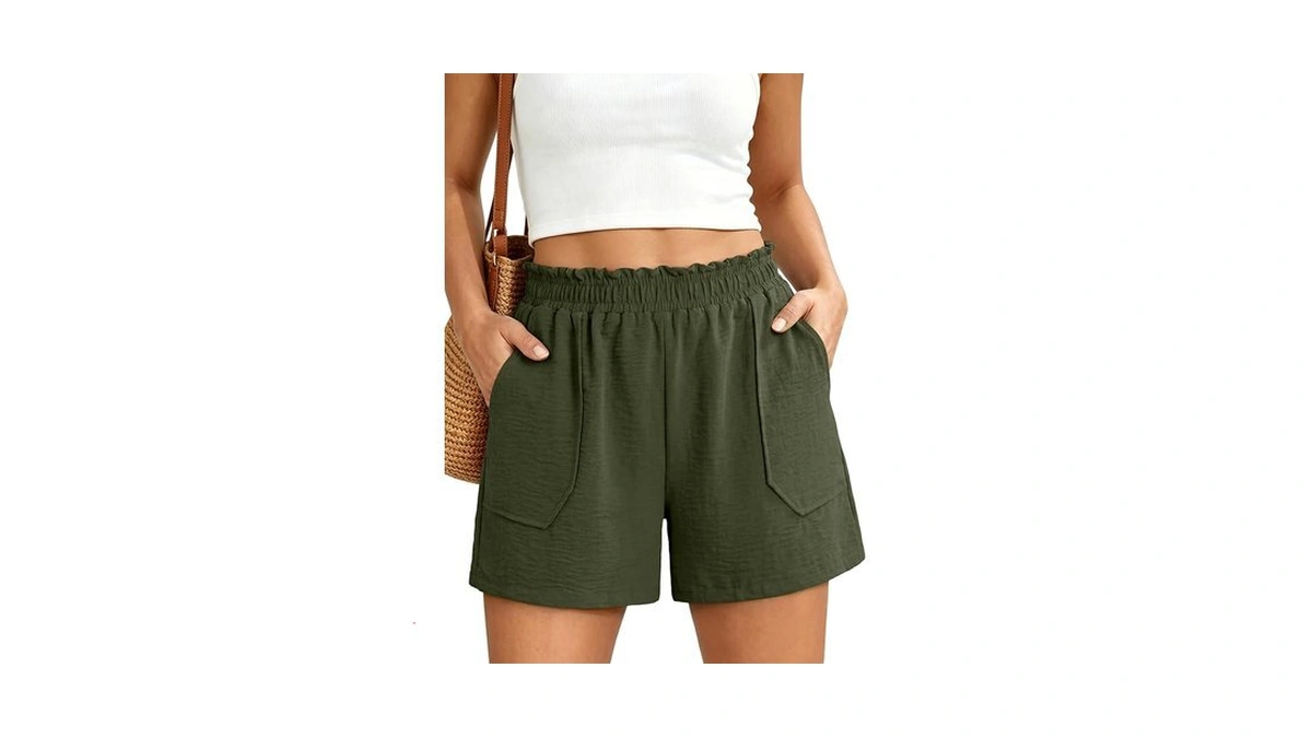 Sanmm Shorts For Women Summer Casual Elastic Waist Loose High