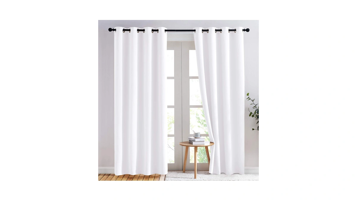 Nicetown Pure White Curtains 2 Panels 84 Inches Long For