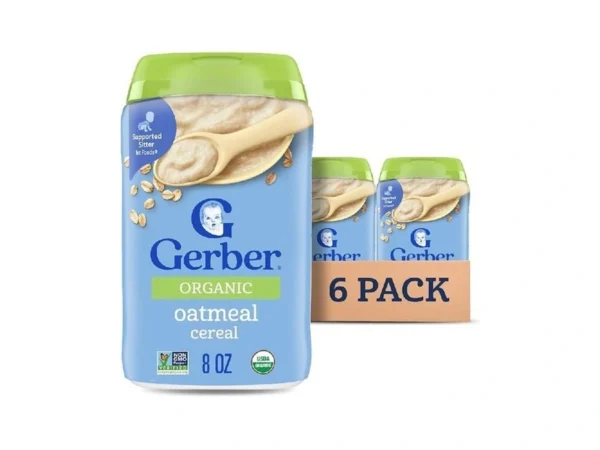 Gerber Stage 1 Baby Food, Organic Baby Oatmeal Cereal, 14g