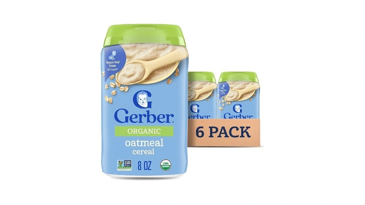 Gerber Stage 1 Baby Food, Organic Baby Oatmeal Cereal, 14g